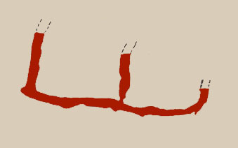 ลายเส้นเล็กๆ เขียนด้วยสีแดง