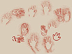 ภาพลายเส้นรูปมือแบบต่างๆ